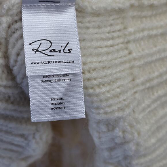 Rails Sweater Vest Womens Medium Ivory Alexis Cable Knit Mock Neck Wool Alpaca - Picture 6 of 9